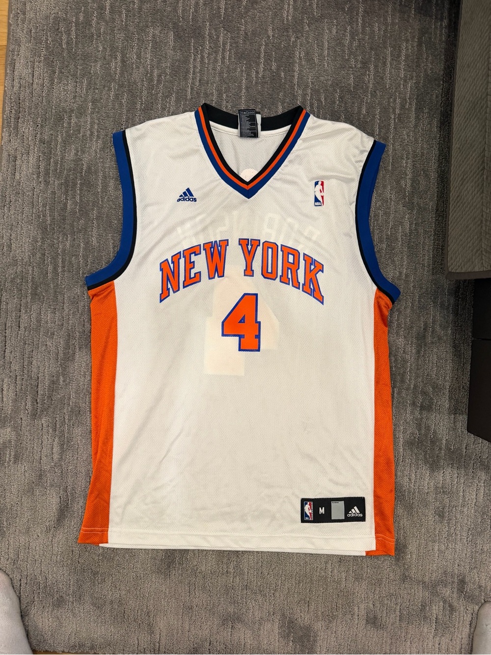 adidas New York Knicks White, Orange & Blue #4 Basketball Jersey